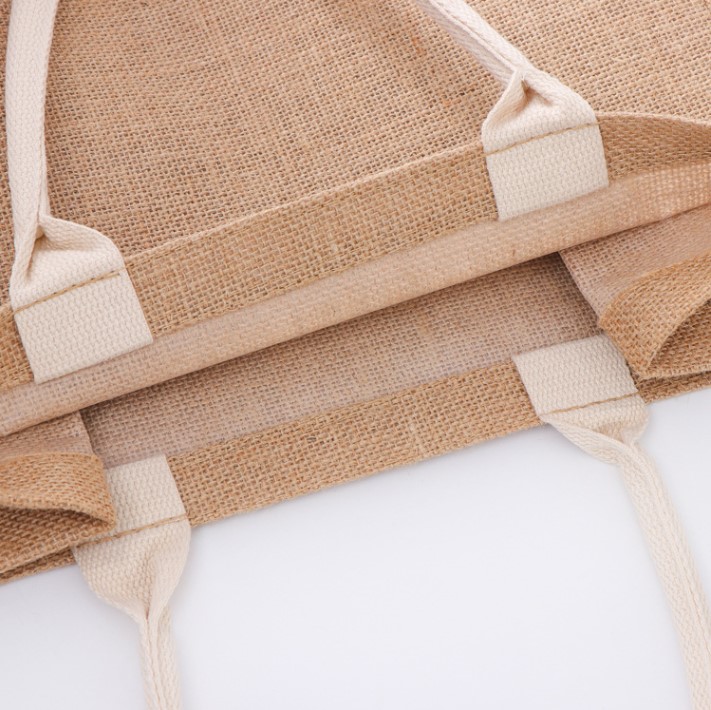 Wholesale Factory Custom Printed Burlap Handbag Eco Reusable Shopping Jute Tote Bag Jute Bags supplier
